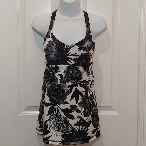 Lululemon Brisk Bloom Black White Tank Sz Dot 6 - Picture 2 of 9